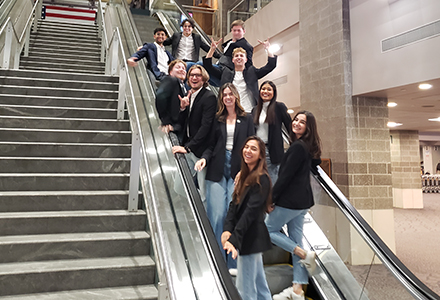 image of students on elevator