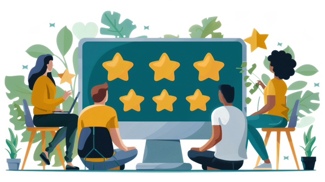 graphic of stars on large computer screen