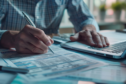 a person doing taxes