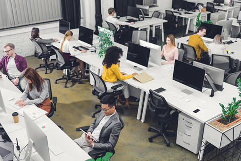 people working in an office