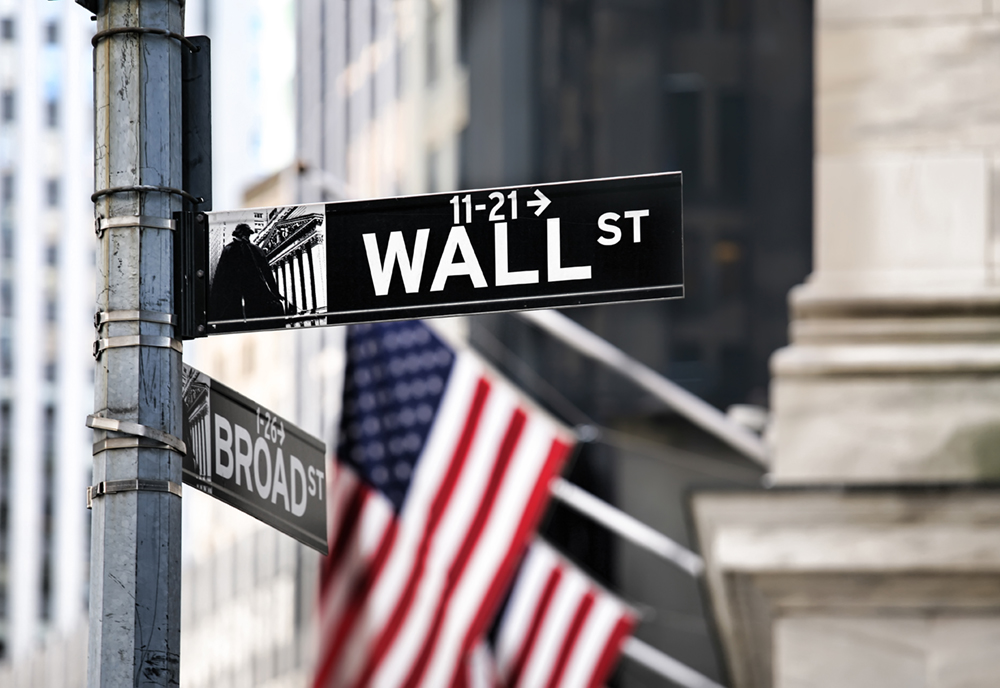 stock photo of Wall St. sign