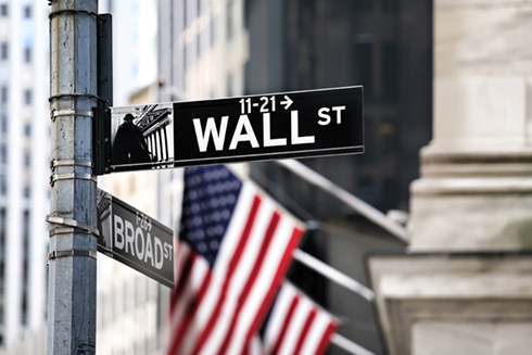 stock photo of Wall St. sign