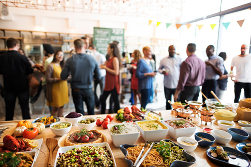 food and people gathering