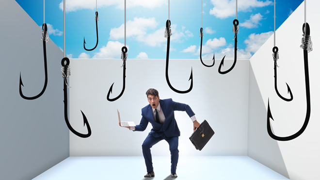 fish hooks and an employee