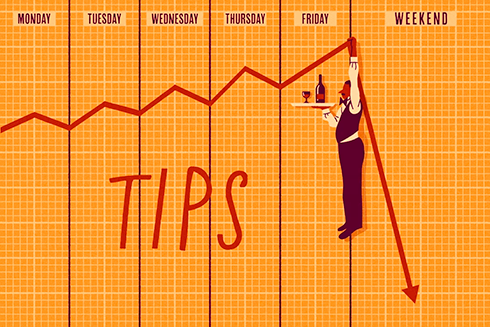 illustration showing the days of the week and a waiter