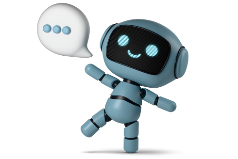 blue robot with a smile