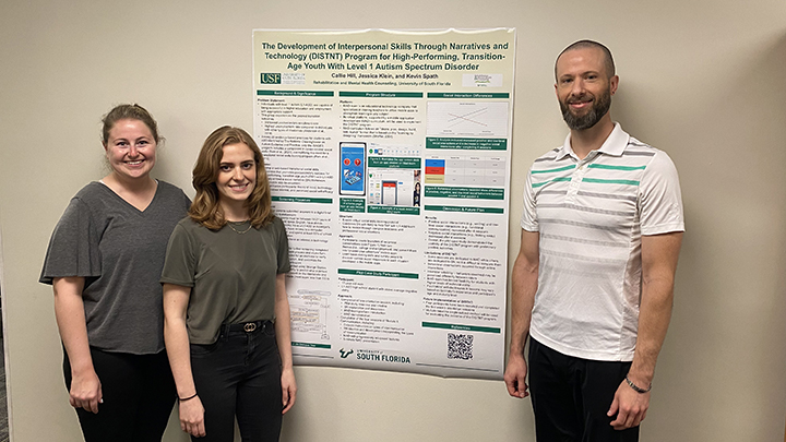 RMHC students Callie Hill, Jessica Klein and Kevin Spath are  People’s Choice winners of the Annual USF Graduate Student Research Symposium.