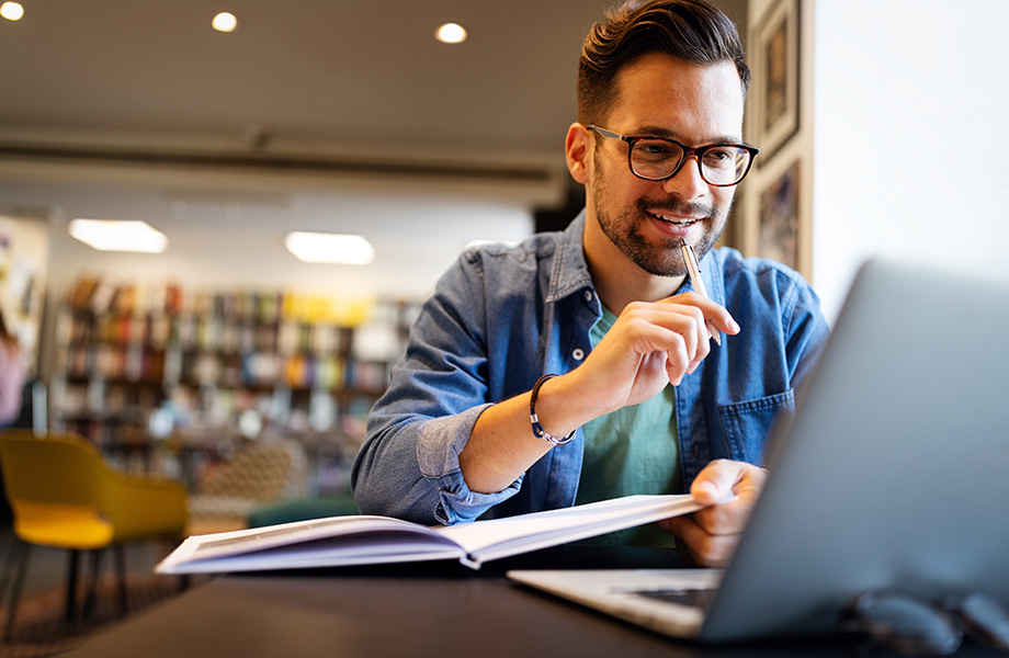 man using laptop