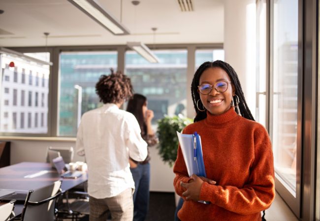 Student with papers