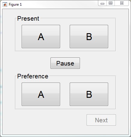 Sample user interface for A/B sound quality comparisons