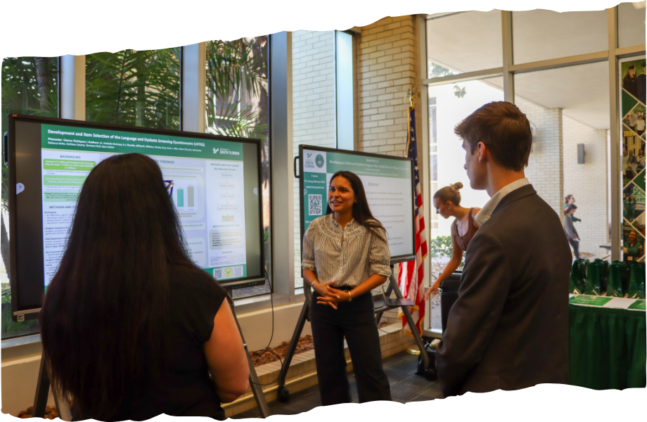 Students sharing their research at a symposium