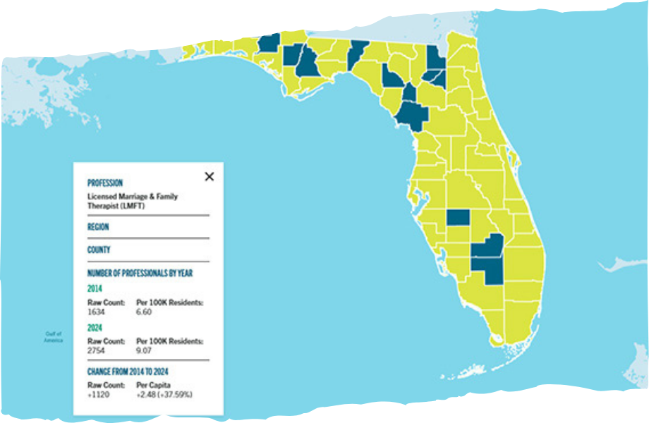 the state of florida shown on a dashboard