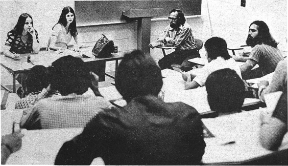 Carl Hawkins participates in a Social Sciences Advisory Board Meeting in 1974.