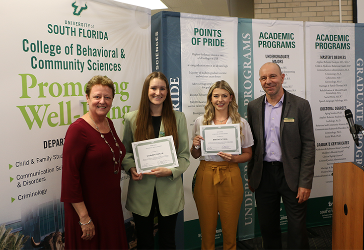 Britney Veal and Cassidy Doyle receive the Wolowec Scholarship