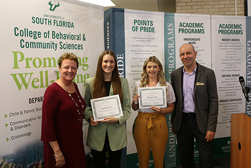 Britney Veal and Cassidy Doyle receive the Wolowec Scholarship