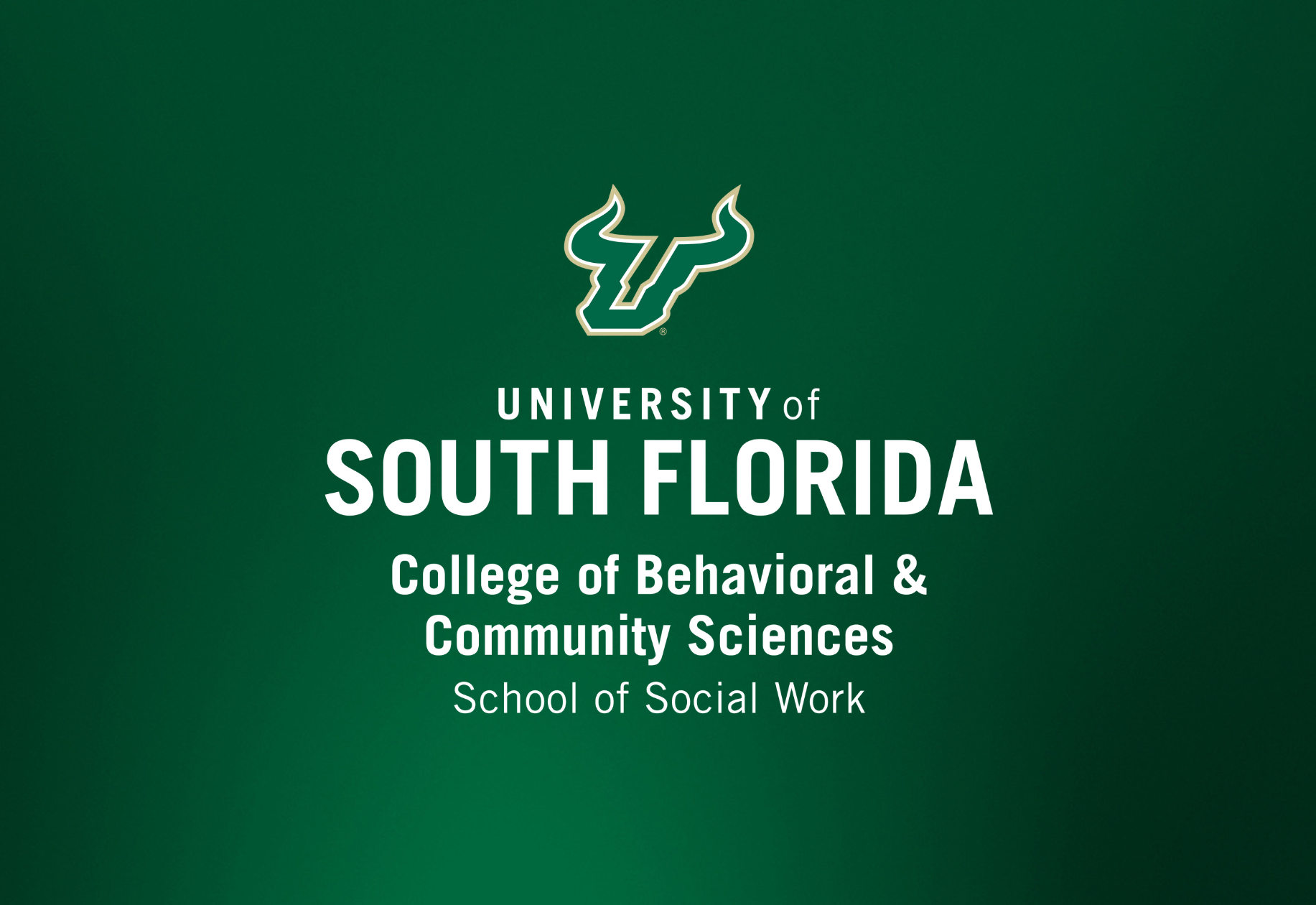 USF School of Social Work logo on green background