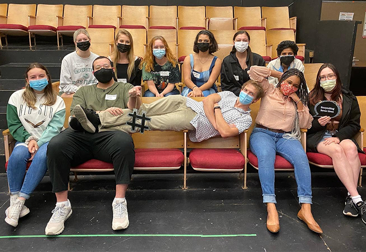 Cast members of This Is My Brave – College Edition, a OneUSF Production rehearse to prepare for the show on Friday, April 22.