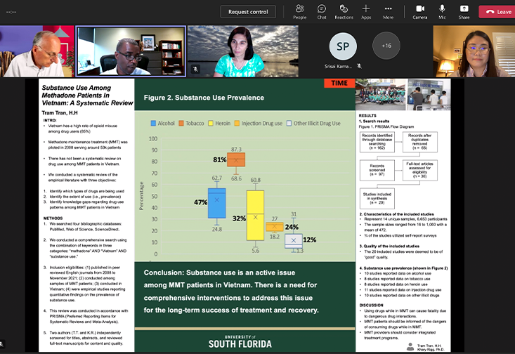 Tram Tran presents her research using Microsoft Teams