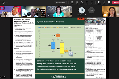 Tram Tran presents her research using Microsoft Teams