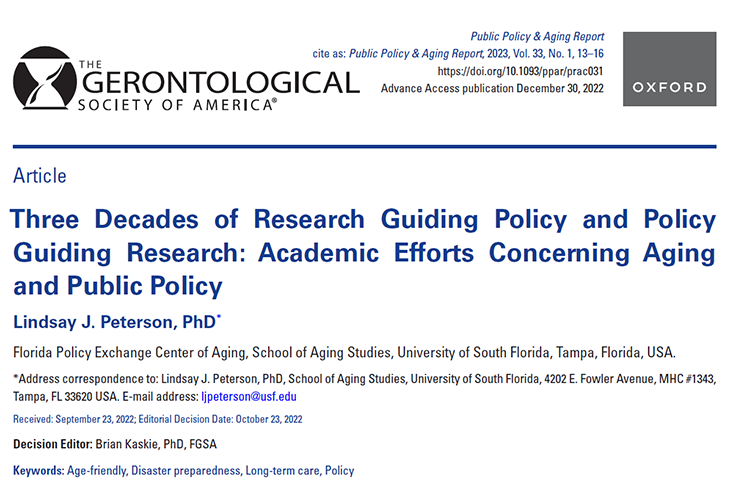 GSA Public Policy & Aging Report publication screenshot