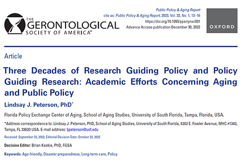 GSA Public Policy & Aging Report publication screenshot