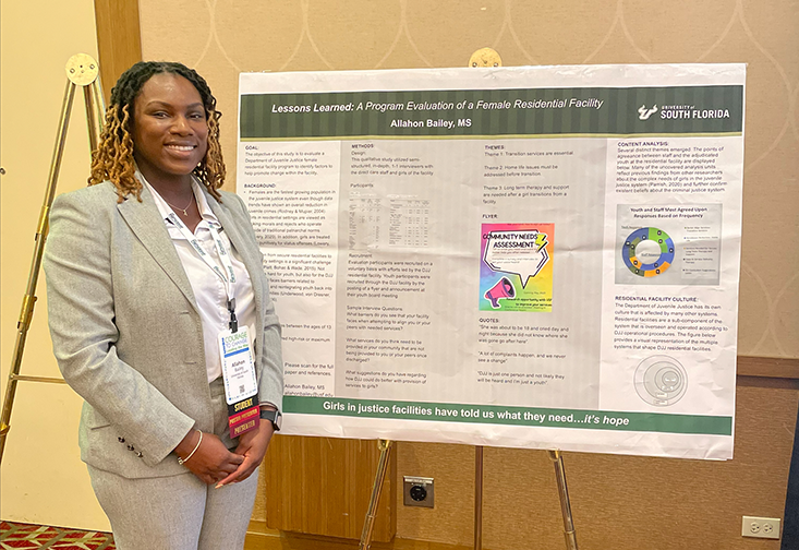 Allahon Bailey presents her poster at the symposium