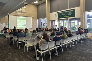 students in the MHC atrium