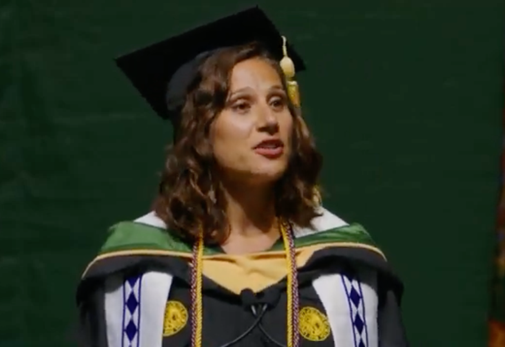 Maia Bellavia speaks at graduation