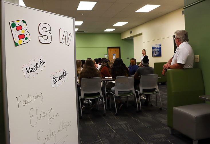 BSW Meet and Greet sign and attendees