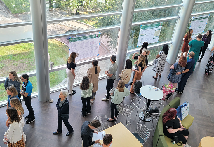 aerial view of audiology faculty and students 