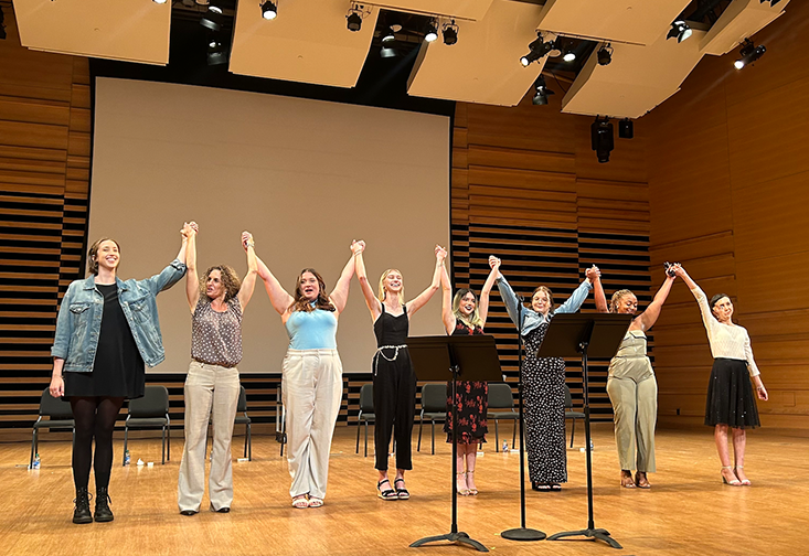 The cast takes a bow at the end of the show