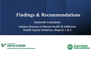 Findings and Recommendations Statewide Evaluation: Indiana Division of Mental Health & Addiction Health Equity Initiatives, Reports 1 & 2