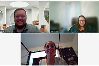 Mirna Garcia with Brandon and Leah Worthey on Microsoft Teams