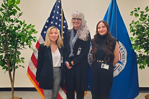 Caralin Branscum, Dr. Joan Reid, and Klejdis Bilali