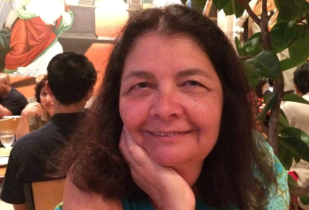 close up of Michelle Bourgeois at a restaurant