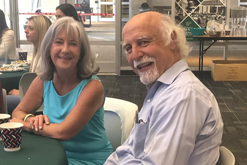  Victor Molinari, PhD, and Cindy Mason celebrate at Molinari’s retirement party in May 2023.
