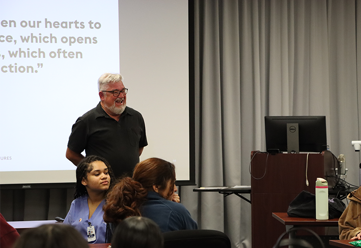 Chris Groeber speaks to the high school students