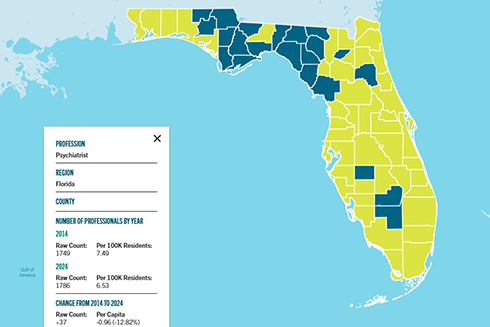 Map showing workforce demand and shortages