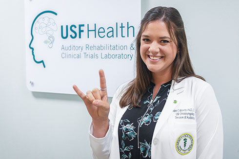 Haley Calloway, AuD, audiologist and assistant professor in the USF Health Morsani College of Medicine Department of Otolaryngology.