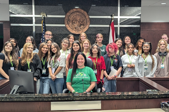 High school campers at the George Edgecomb courthouse in Downtown Tampa