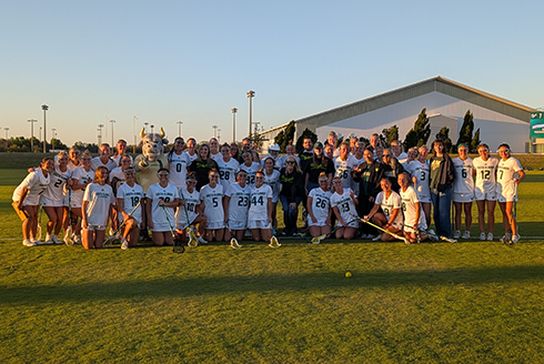 USF women's lacrosse team with faculty honorees