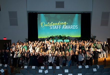 A group shot of the attendees at the 2025 Outstanding Staff Award ceremony.
