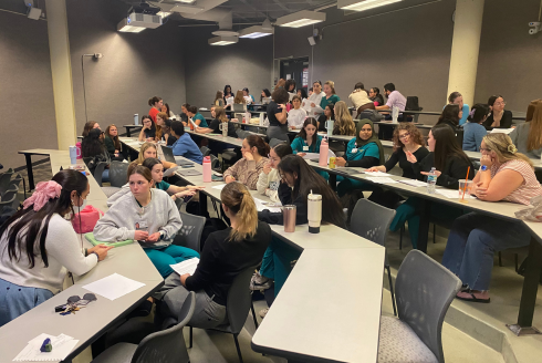 A group of students working together