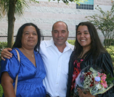 Maura Dejesus with her parents