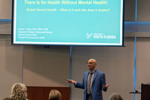 Jerome Galea presenting his lecture