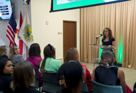 Dowdy presenting at the 2024 USF Student Research Conference