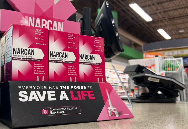 Pink Narcan packages