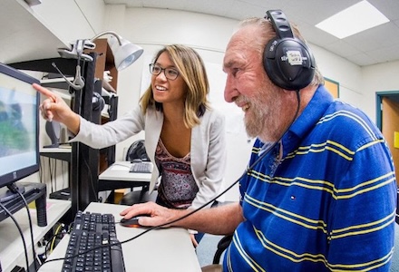 Study participant uses a computer