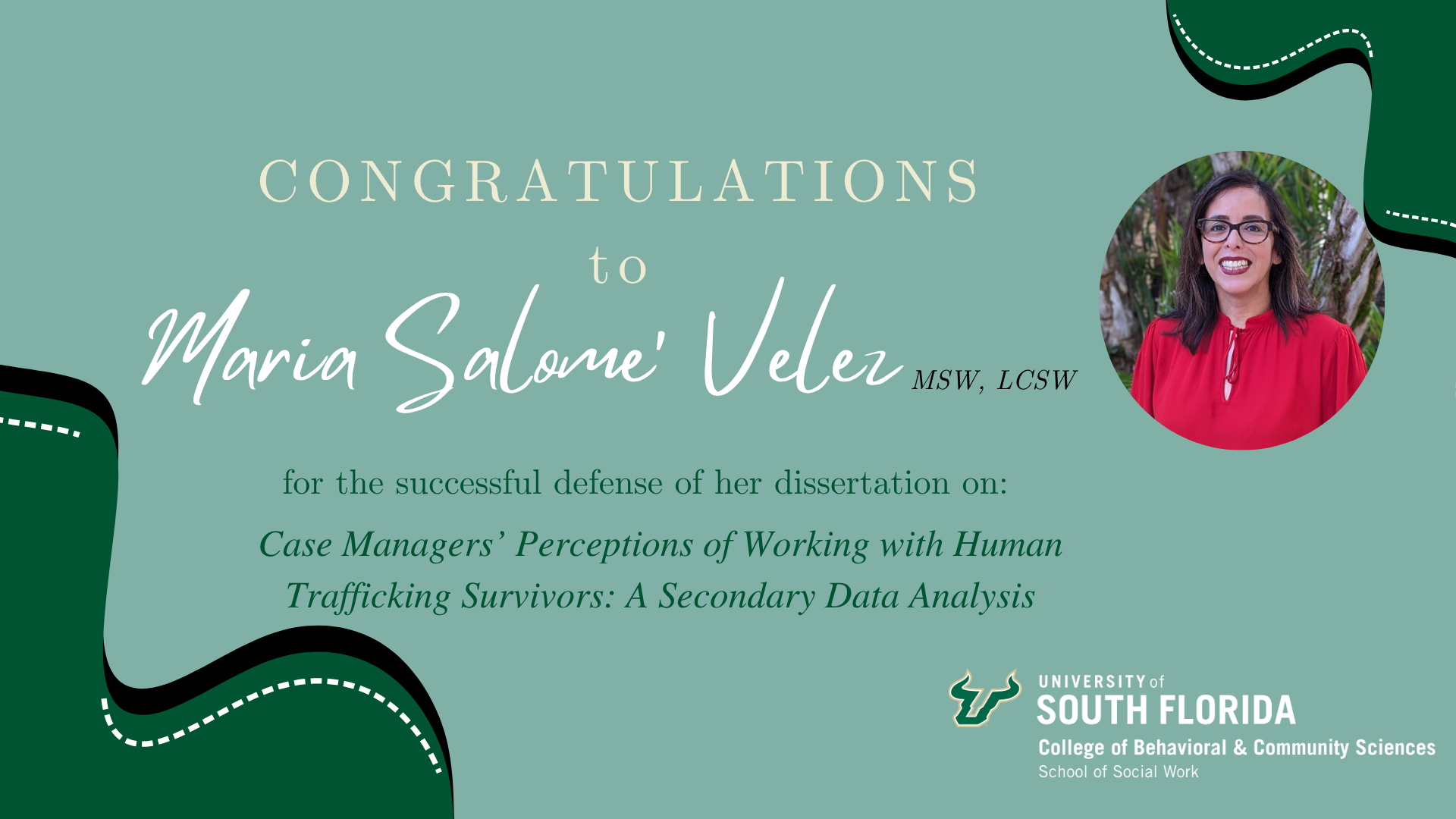 Congratulations to Maria Salome Velez!