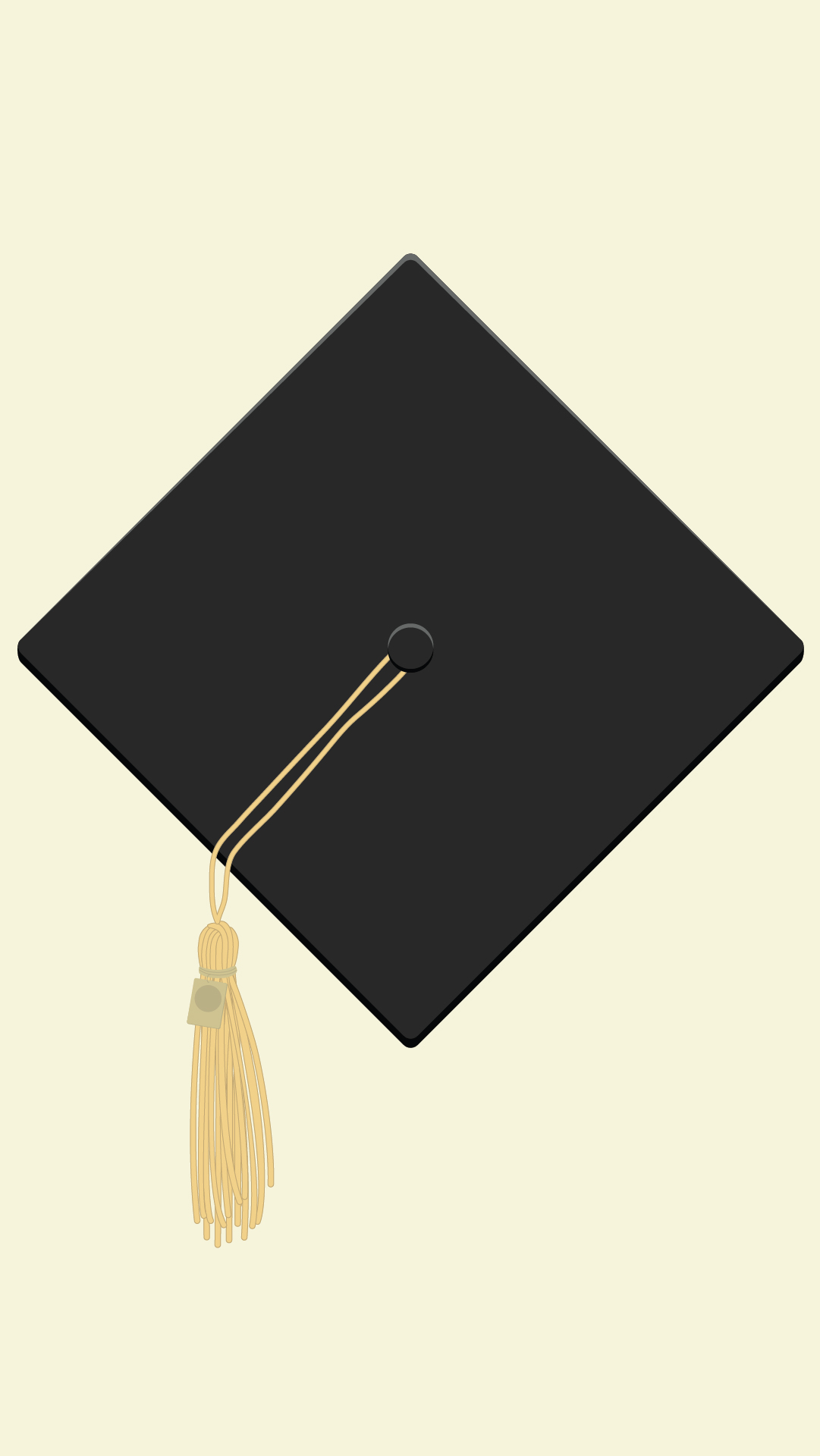 Top of a black graduation cap with a gold tassle